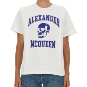 Explore the authentic Alexander Mcqueen men's SKULL LOGO T-SHIRT in White