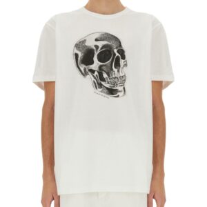 Explore the authentic Alexander Mcqueen men's SKULL PRINT T-SHIRT in White