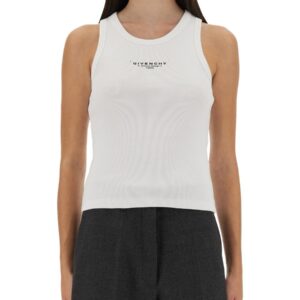 Explore the authentic Givenchy women's SLIM TANK TOP WITH LOGO PRINT in White
