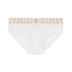 Refresh your wardrobe with the Versace men's SLIP WITH GREEK in White