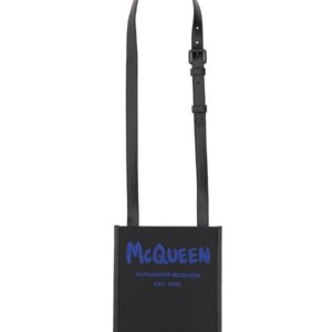 Explore the authentic Alexander Mcqueen men's SMARTPHONE BAG WITH GRAFFITI LOGO in Black