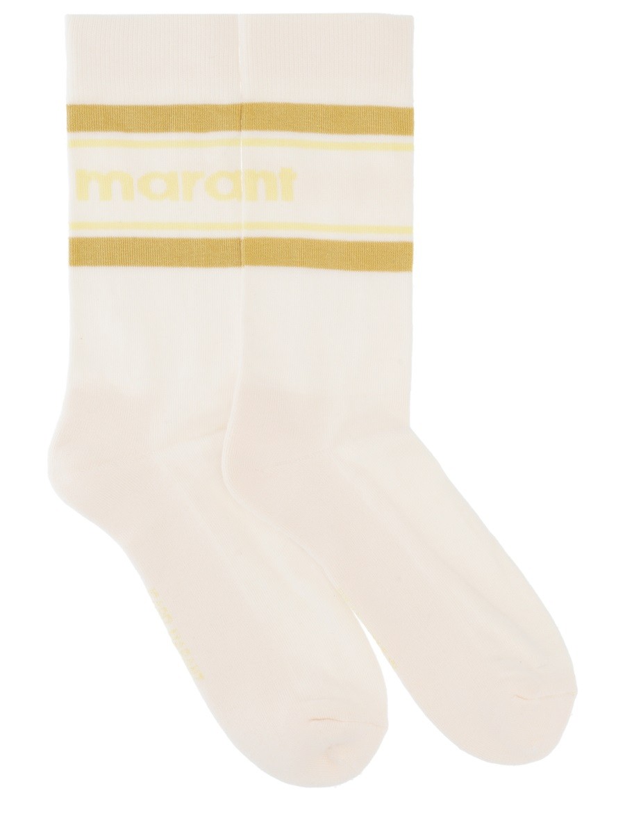 Discover the authentic MARANT men's SOCKS WITH LOGO in POWDER