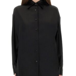 Refresh your wardrobe with the TOM FORD women's STRETCH SILK SATIN SHIRT in Black