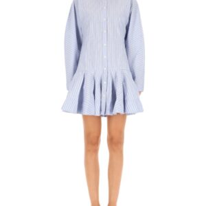 Refresh your wardrobe with the GANNI women's STRIPED CHEMISIER DRESS in Baby blue