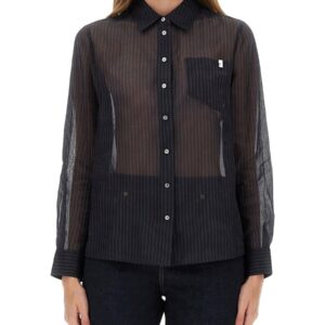 Refresh your wardrobe with the Tory Burch women's STRIPED COTTON SHIRT in Blue
