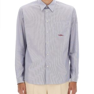 Refresh your wardrobe with the Valentino men's STRIPED COTTON SHIRT in Azure