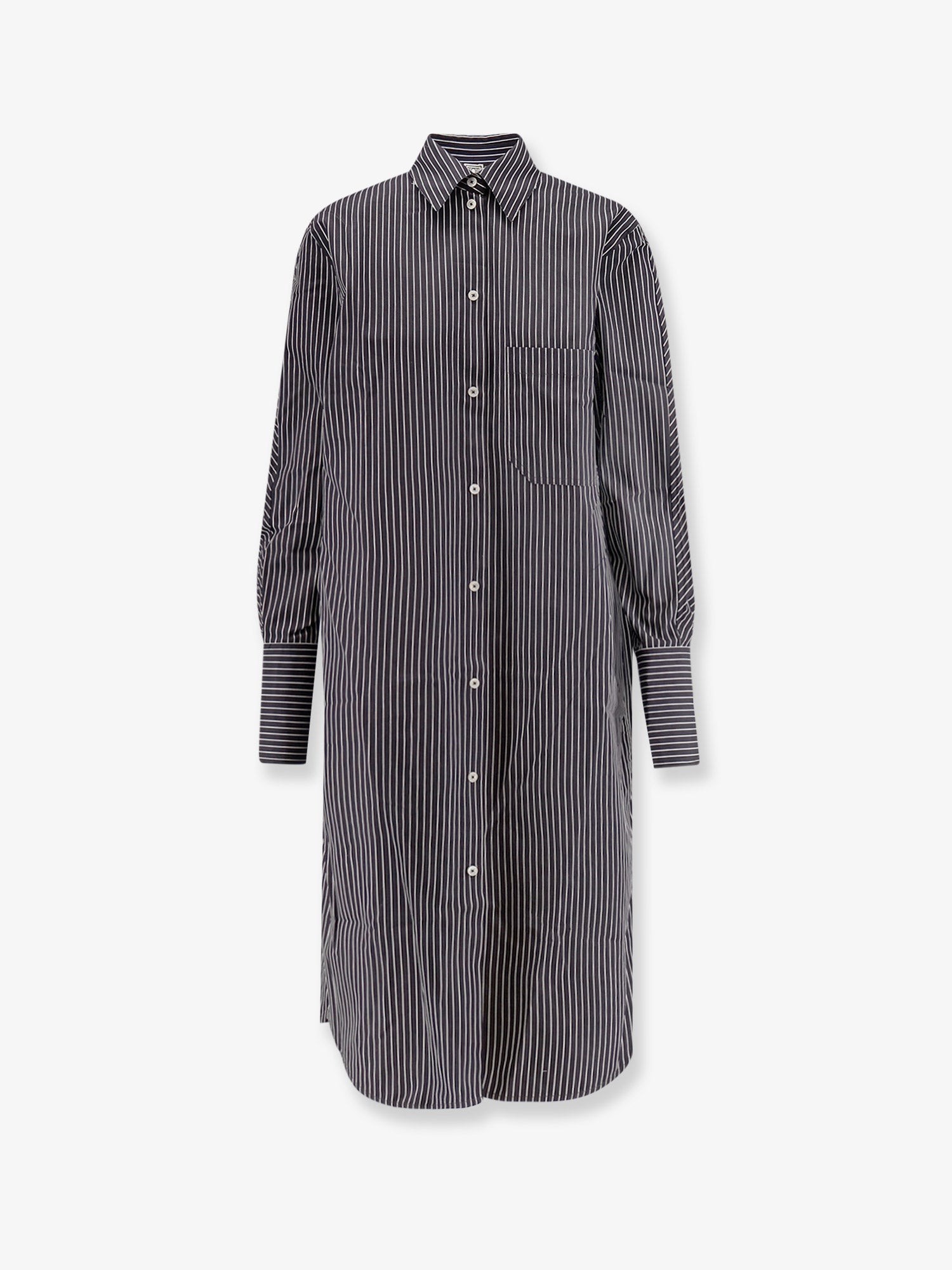 Discover the authentic TOTEME women's Striped Kimono-Sleeve Shirtdress in Black/White