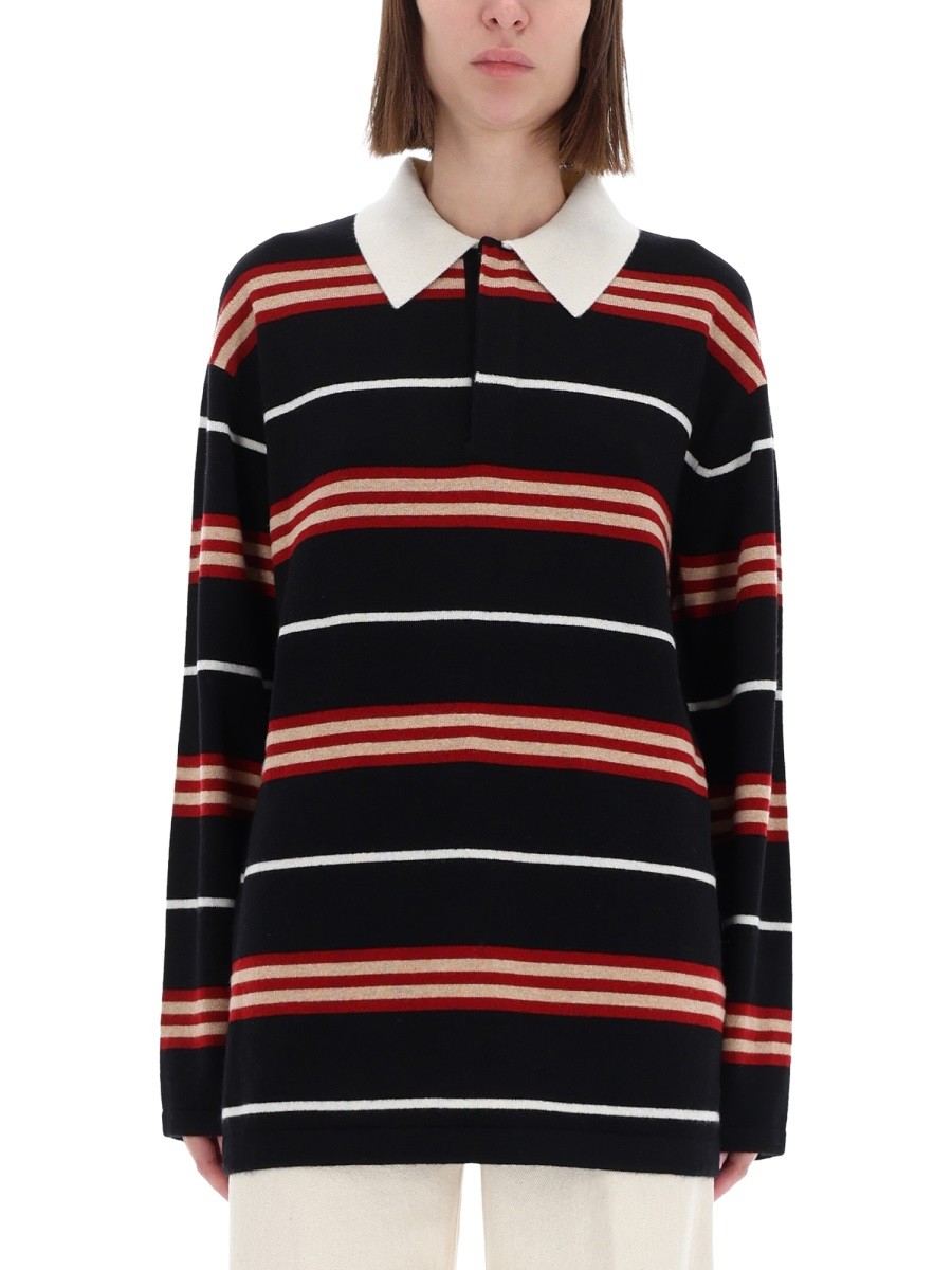 Explore the authentic GUEST IN RESIDENCE women's "STRIPED RUGBY" POLO SHIRT in Black