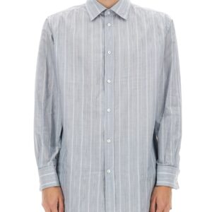 Refresh your wardrobe with the Maison Margiela men's STRIPED SHIRT in Azure