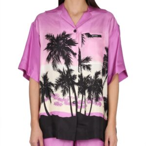 Discover the authentic Palm Angels women's SUNSET PRINT SHIRT in Purple