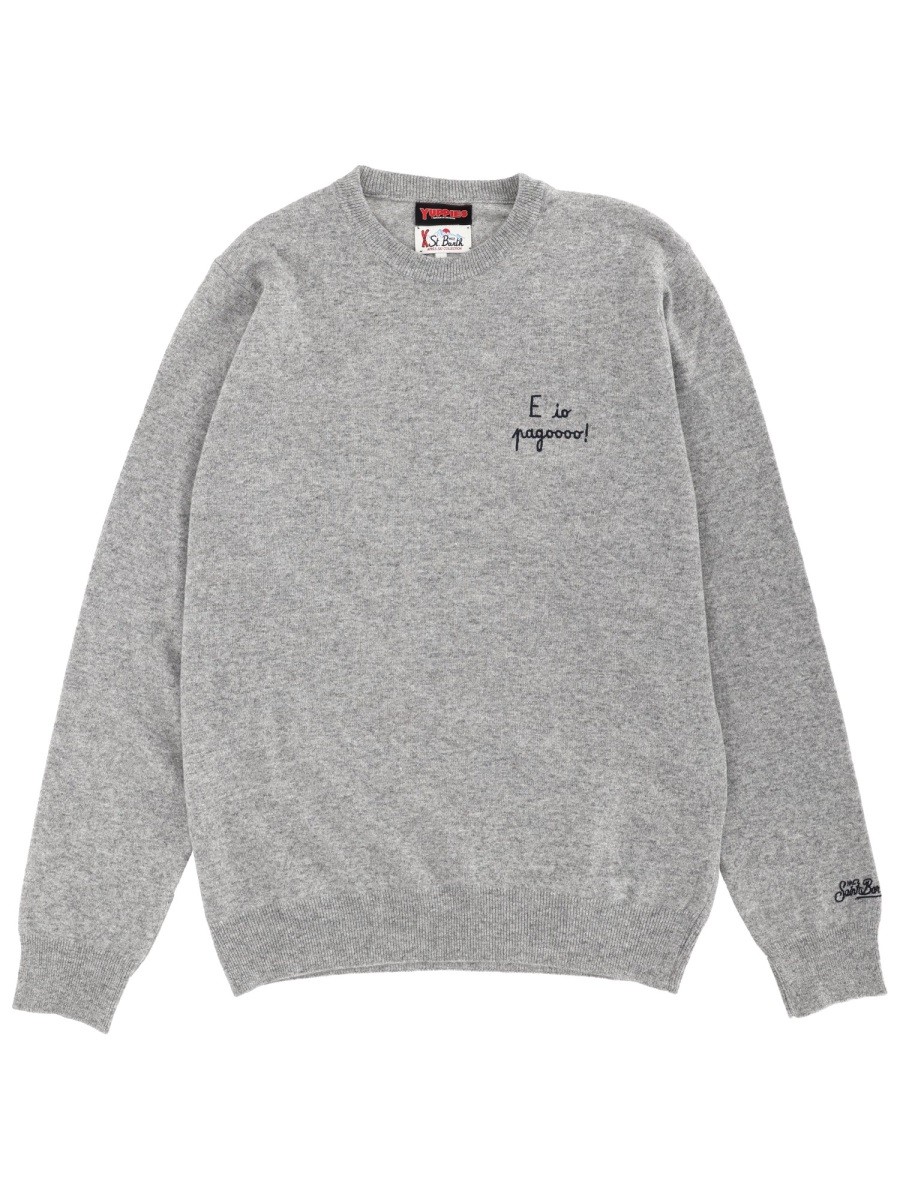 Explore the authentic MC2 SAINT BARTH men's SWEATER WITH EMBROIDERY in Grey