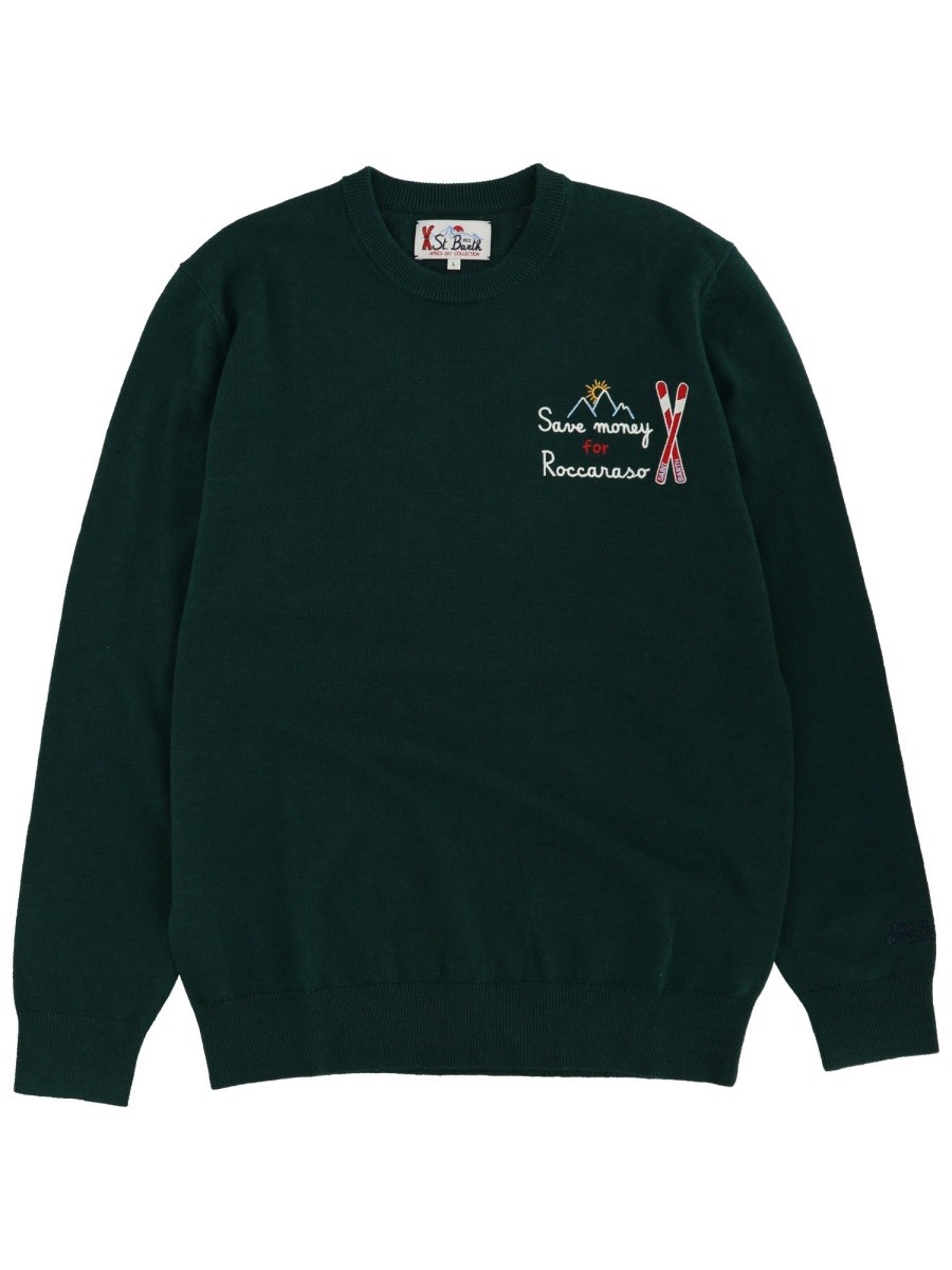 Explore the authentic MC2 SAINT BARTH men's SWEATER WITH EMBROIDERY in GREEN