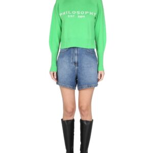 Explore the authentic Philosophy Di Lorenzo Serafini women's SWEATER WITH LOGO INLAY in GREEN