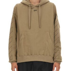 Explore the authentic Off-white men's SWEATSHIRT WITH ARROW EMBROIDERY in beige