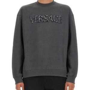 Explore the authentic Versace men's SWEATSHIRT WITH CROCODILE LOGO in Grey