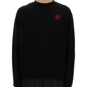 Explore the authentic FAMILY FIRST men's SWEATSHIRT WITH HEART EMBROIDERY in Black