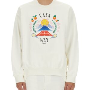 Shop the authentic CASABLANCA men's SWEATSHIRT WITH "HOME WAY MOUNTAIN" EMBROIDERY in MULTICOLOUR
