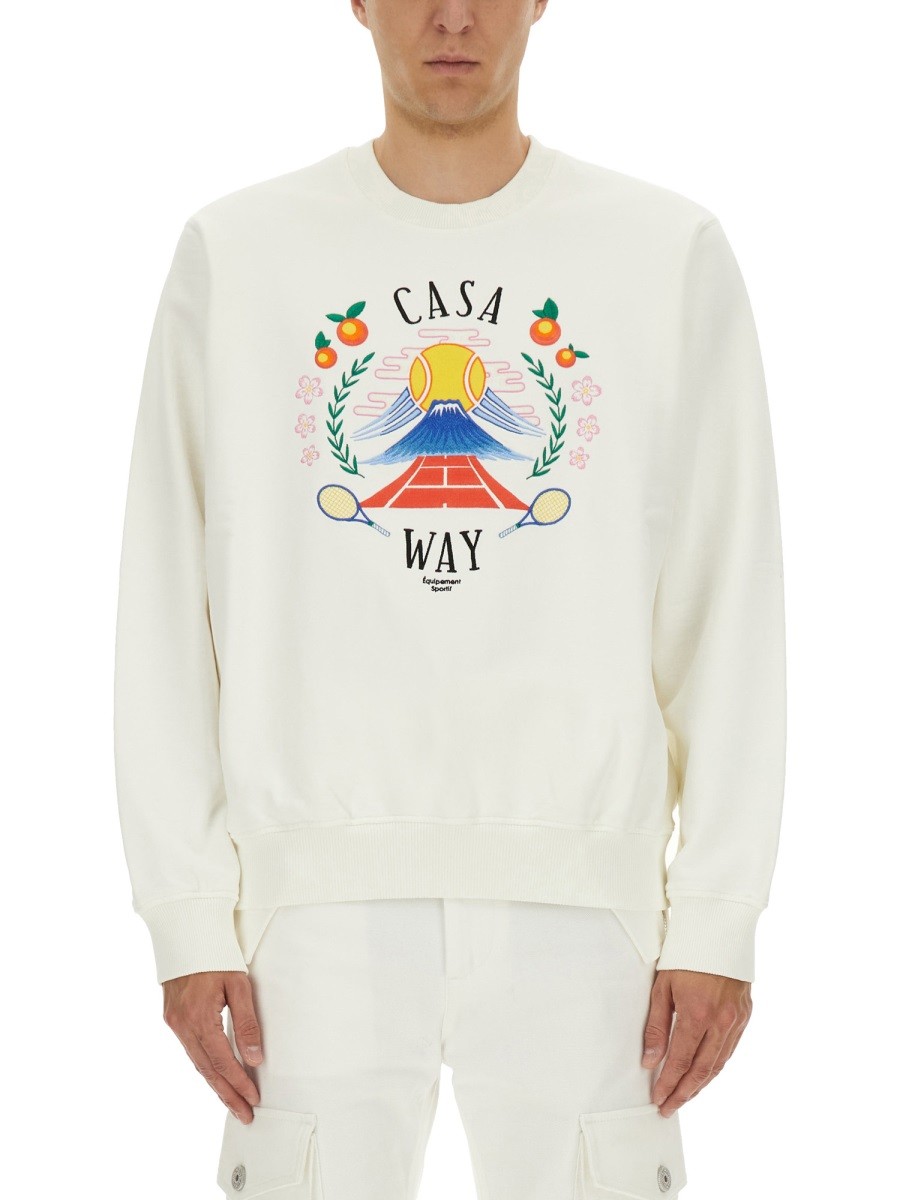 Shop the authentic CASABLANCA men's SWEATSHIRT WITH "HOME WAY MOUNTAIN" EMBROIDERY in MULTICOLOUR