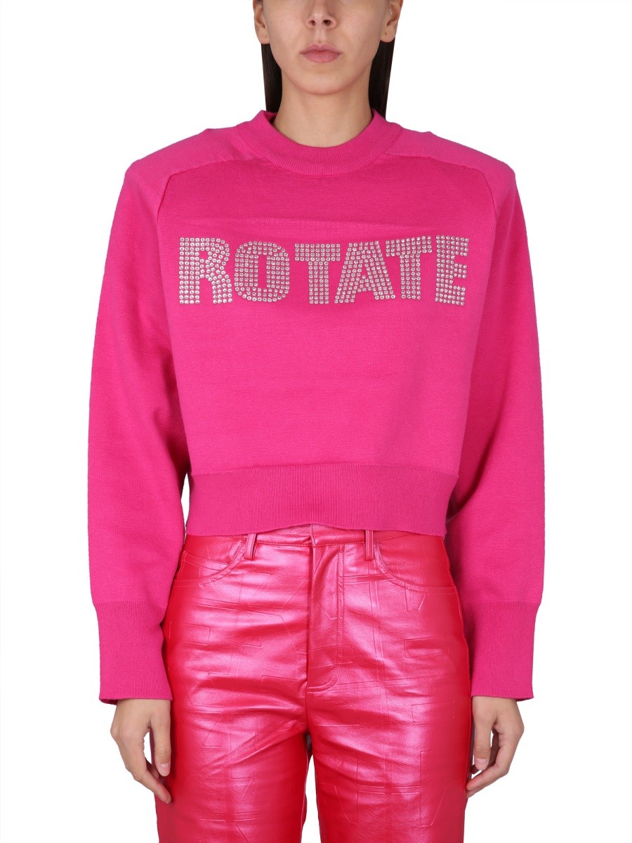Explore the authentic ROTATE BIRGER CHRISTENSEN women's SWEATSHIRT WITH LOGO in Fuchsia