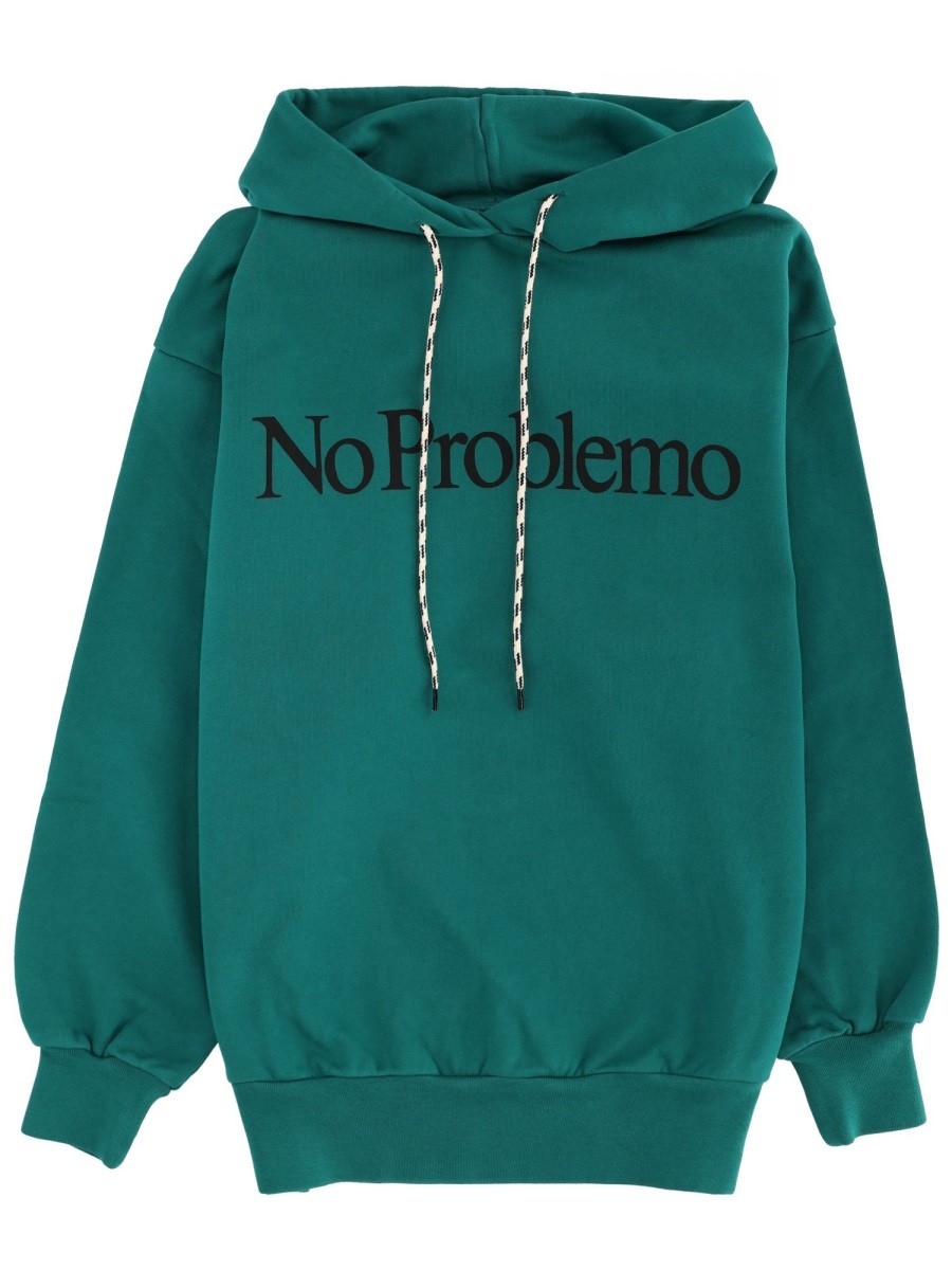 Refresh your wardrobe with the NO PROBLEMO unisex SWEATSHIRT WITH LOGO in GREEN