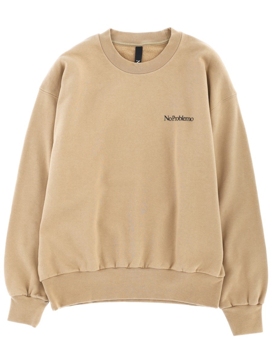 Refresh your wardrobe with the NO PROBLEMO unisex SWEATSHIRT WITH LOGO in beige