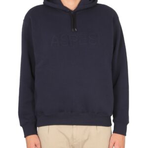 Refresh your wardrobe with the ASPESI men's SWEATSHIRT WITH LOGO AND HOOD in Blue