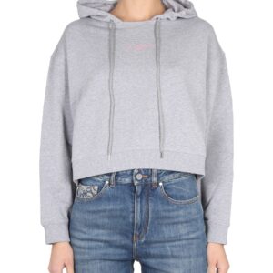 Explore the authentic stella mccartney women's SWEATSHIRT WITH LOGO EMBROIDERY in Grey