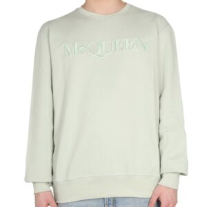 Explore the authentic Alexander Mcqueen men's SWEATSHIRT WITH LOGO EMBROIDERY in GREEN