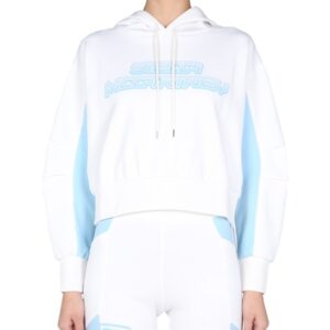 Explore the authentic stella mccartney women's SWEATSHIRT WITH LOGO PRINT in White