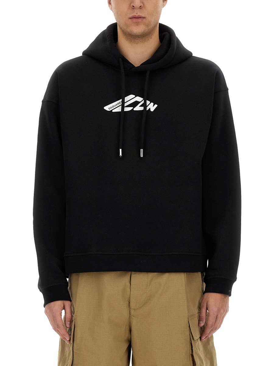 Explore the authentic Dsquared2 men's SWEATSHIRT WITH LOGO PRINT in Black