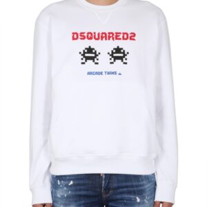 Explore the authentic Dsquared2 men's SWEATSHIRT WITH LOGO PRINT in White