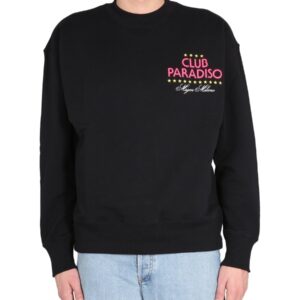 Refresh your wardrobe with the msgm men's SWEATSHIRT WITH LOGO PRINT in Black