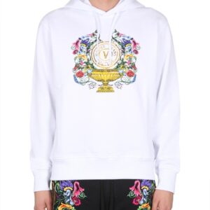 Explore the authentic Versace Jeans Couture men's SWEATSHIRT WITH LOGO PRINT in White