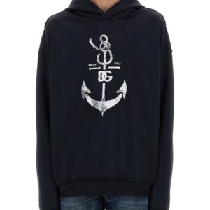 Explore the authentic Dolce & Gabbana men's SWEATSHIRT WITH NAVY PRINT in Blue