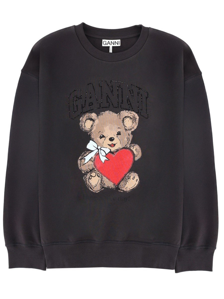 Refresh your wardrobe with the GANNI women's SWEATSHIRT WITH PRINT in CHARCOAL