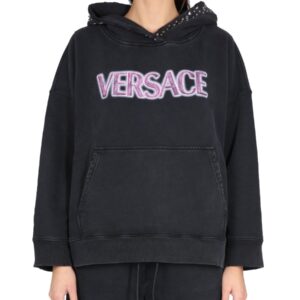 Refresh your wardrobe with the Versace women's SWEATSHIRT WITH STUDS in Black