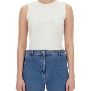 Refresh your wardrobe with the MAGDA BUTRYM women's T-SHIRT CROCHET BRA in White