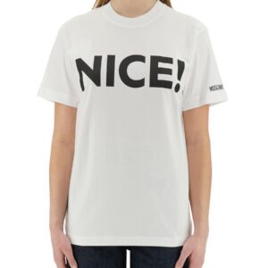 Discover the authentic Moschino women's T-SHIRT "NICE!" in White