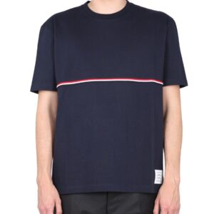 Discover the authentic THOM BROWNE men's T-SHIRT RWB in Blue