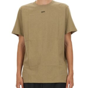 Explore the authentic Off-white men's T-SHIRT WITH ARROW EMBROIDERY in beige