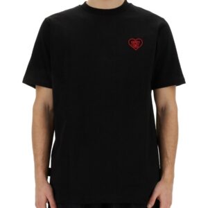 Explore the authentic FAMILY FIRST men's T-SHIRT WITH HEART EMBROIDERY in Black