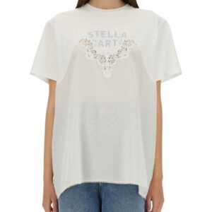 Discover the authentic stella mccartney women's T-SHIRT WITH LACE INSERT in White