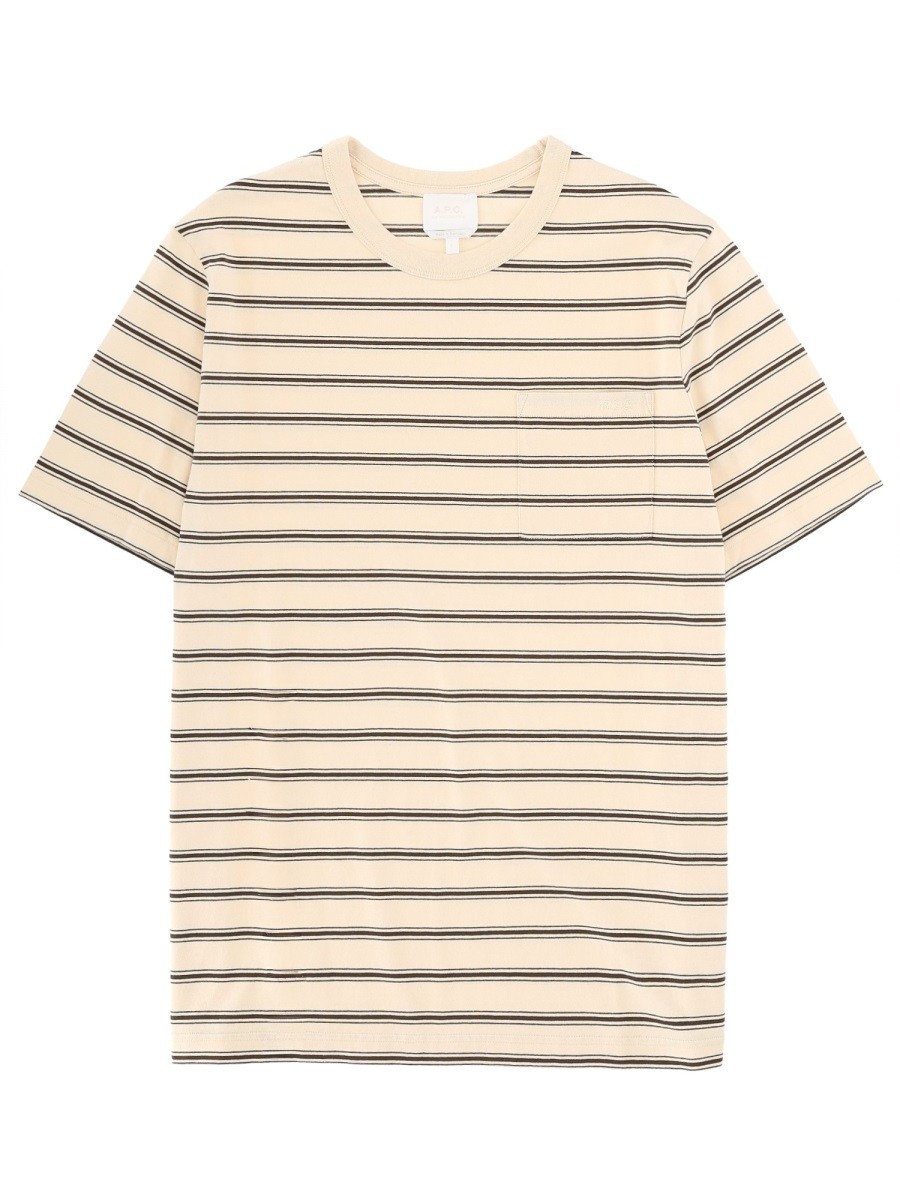 Discover the authentic A.P.C. men's T-SHIRT WITH LOGO in POWDER