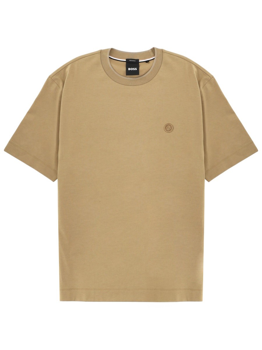 Discover the authentic Boss men's T-SHIRT WITH LOGO in beige