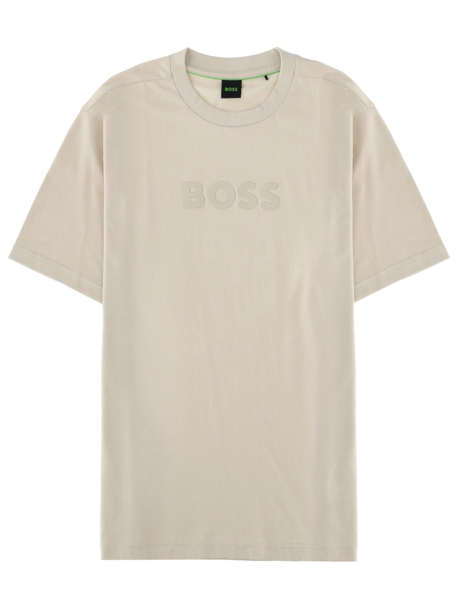 Discover the authentic Boss men's T-SHIRT WITH LOGO in beige