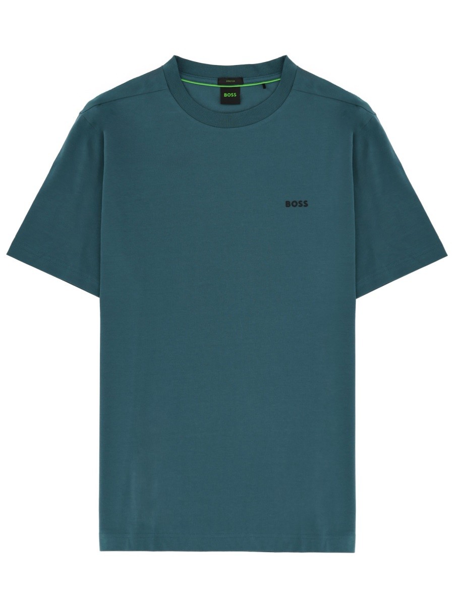 Refresh your wardrobe with the Boss men's T-SHIRT WITH LOGO in GREEN