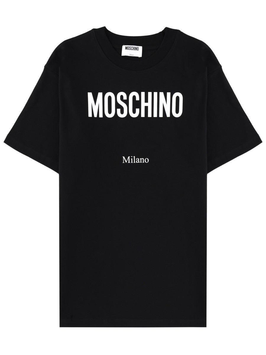 Elevate your look with the Moschino women's T-SHIRT WITH LOGO in Black