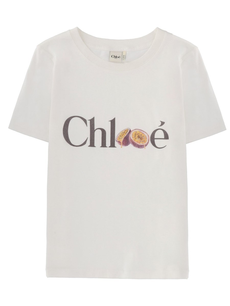 Discover the authentic CHLOÉ women's T-SHIRT WITH LOGO in White
