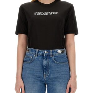 Refresh your wardrobe with the RABANNE women's T-SHIRT WITH LOGO in Black