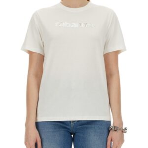 Elevate your look with the RABANNE women's T-SHIRT WITH LOGO in White